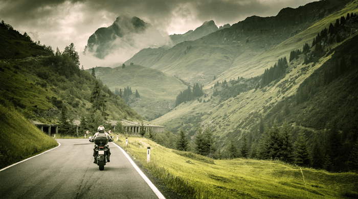 Motorcycle on a Mountain Road